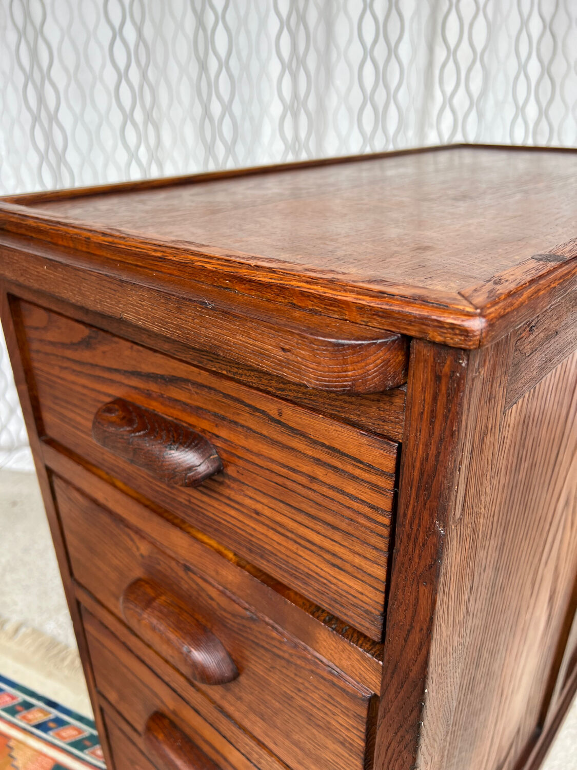 Ancien caisson de bureau en chêne, double face