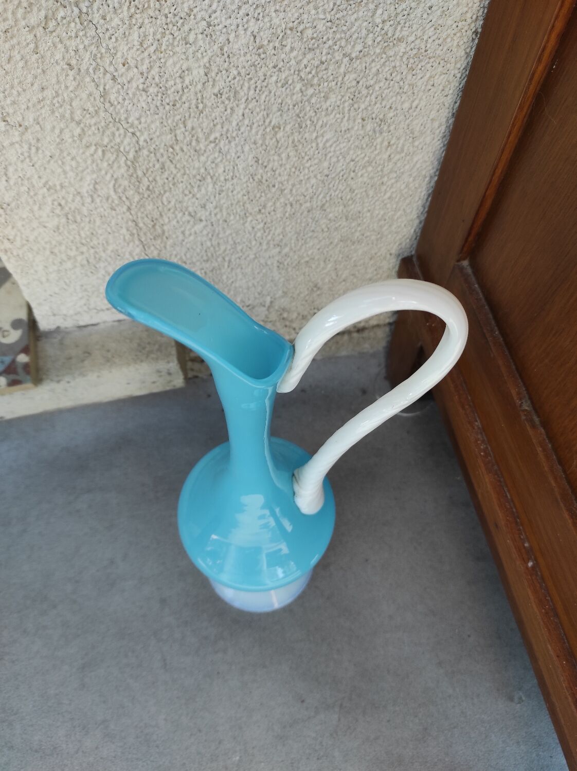 Murano blue opaline carafe vase