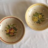 Set of 2 stoneware colanders/strainers, fruit designs, Digoin LML