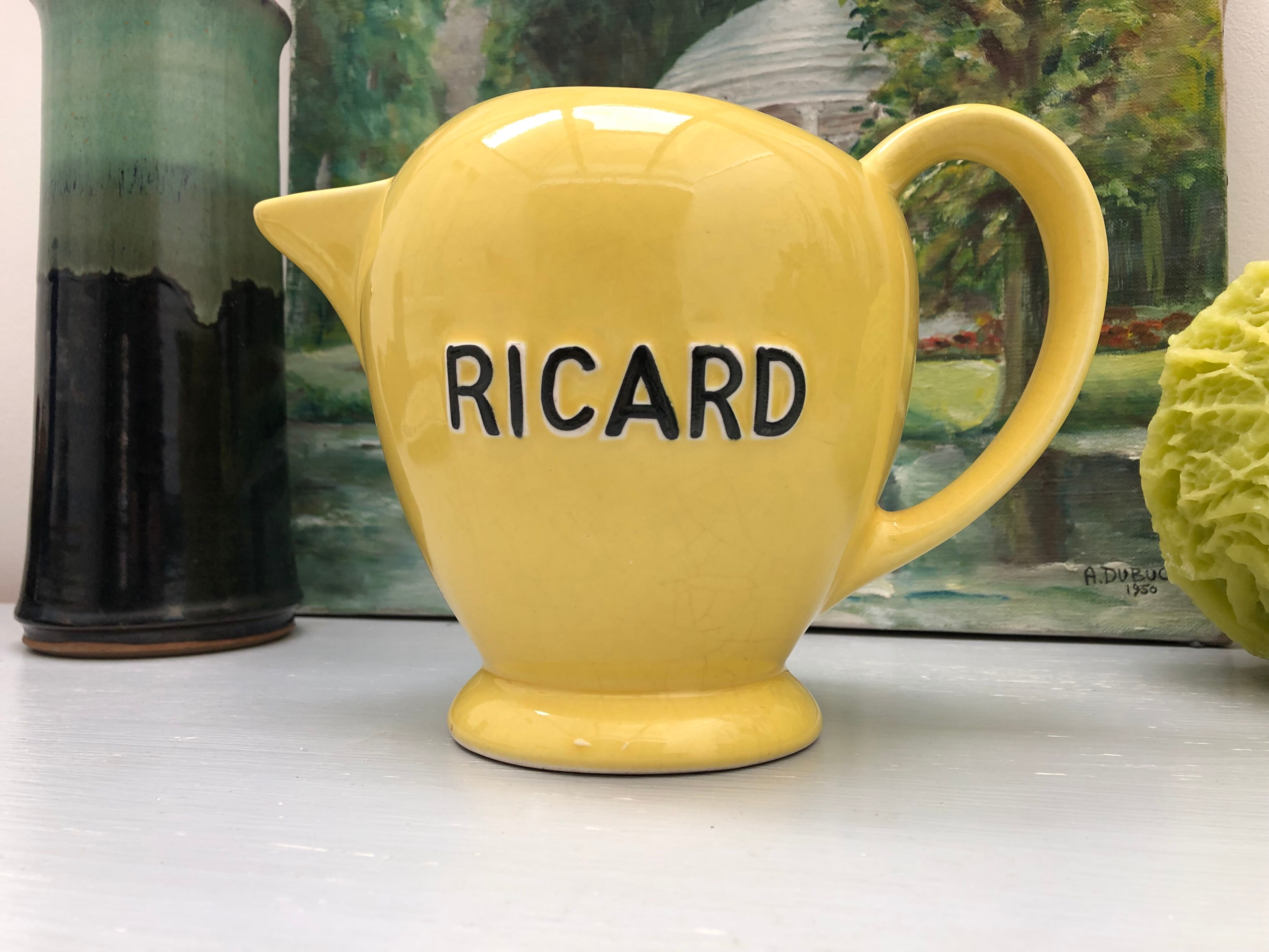 Old yellow ricard pitcher signed marseille saint uze