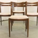 Suite de 4 chaises en palissandre et tissu