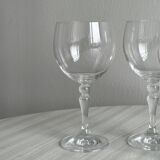 5 large clear crystal wine glasses