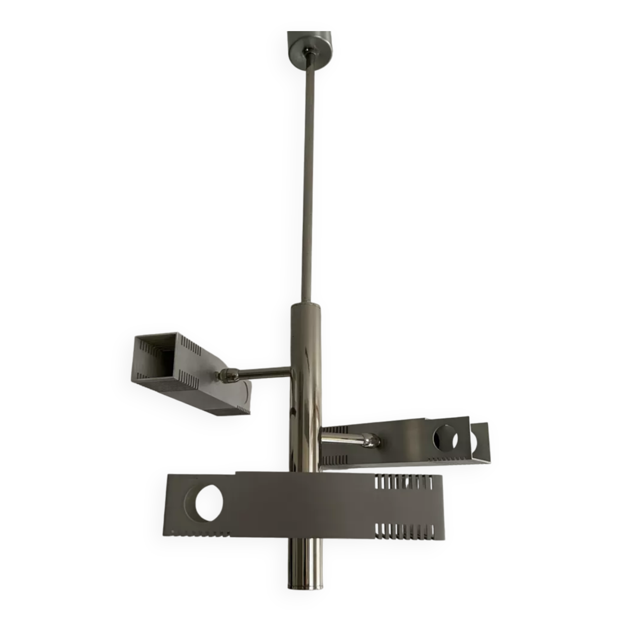 Henri Mathieu chandelier in chromed metal France 1960