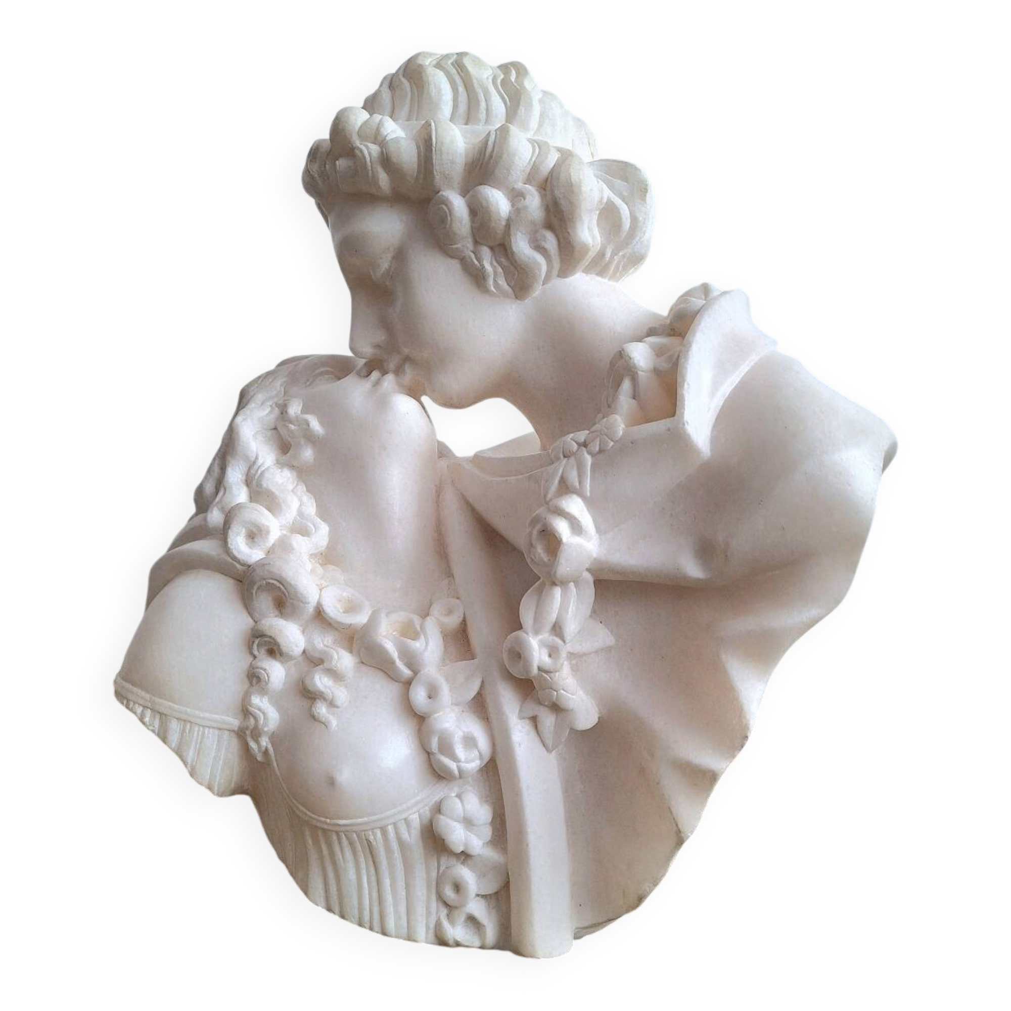 Grand marbre de Carrare d’après Jean-Antoine Houdon, buste ancien « le