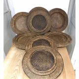 Anciens Dessous Presentation plates round natural vintage rattan wicker antique