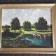 Old painting depicting a countryside landscape