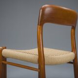 Danish Teak Mod. 77 Dining Chairs with Paper Cord by Niels O. Møller for JL Møllers, 1959, Set of