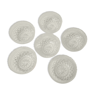 Set of 6 chiseled glass cups