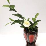 Handmade Orange and Brown Glazed Vallauris Ceramic Vase, France
