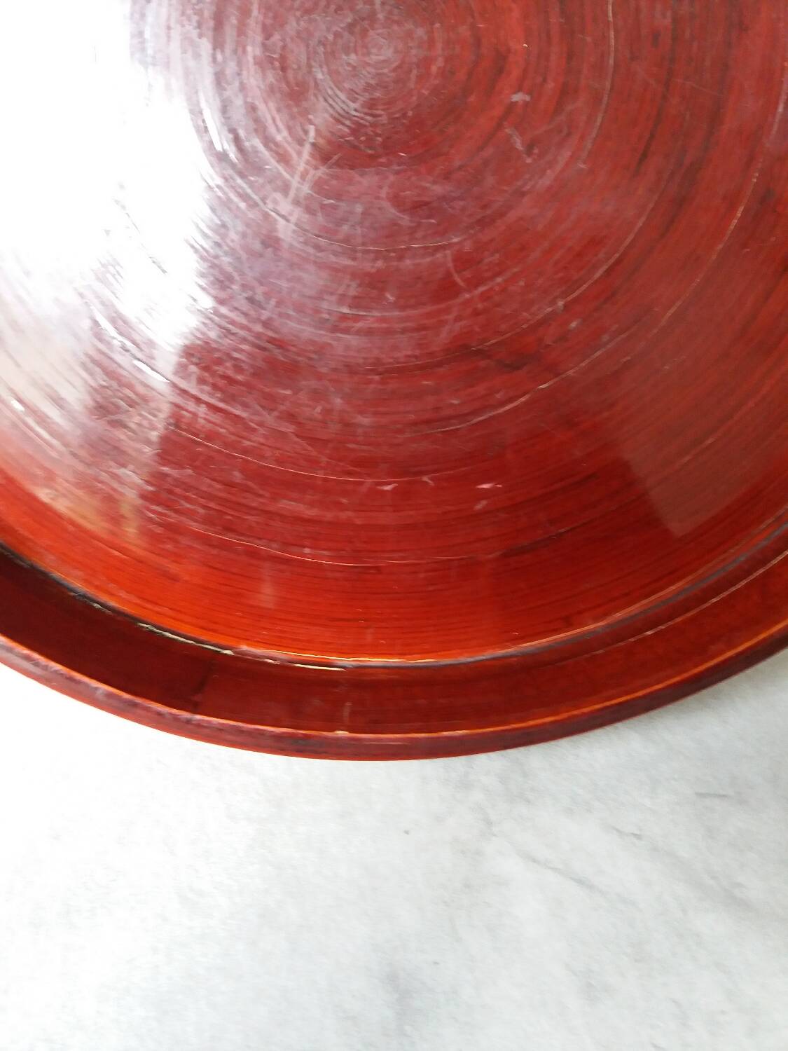 Japanese tray in red lacquered wood