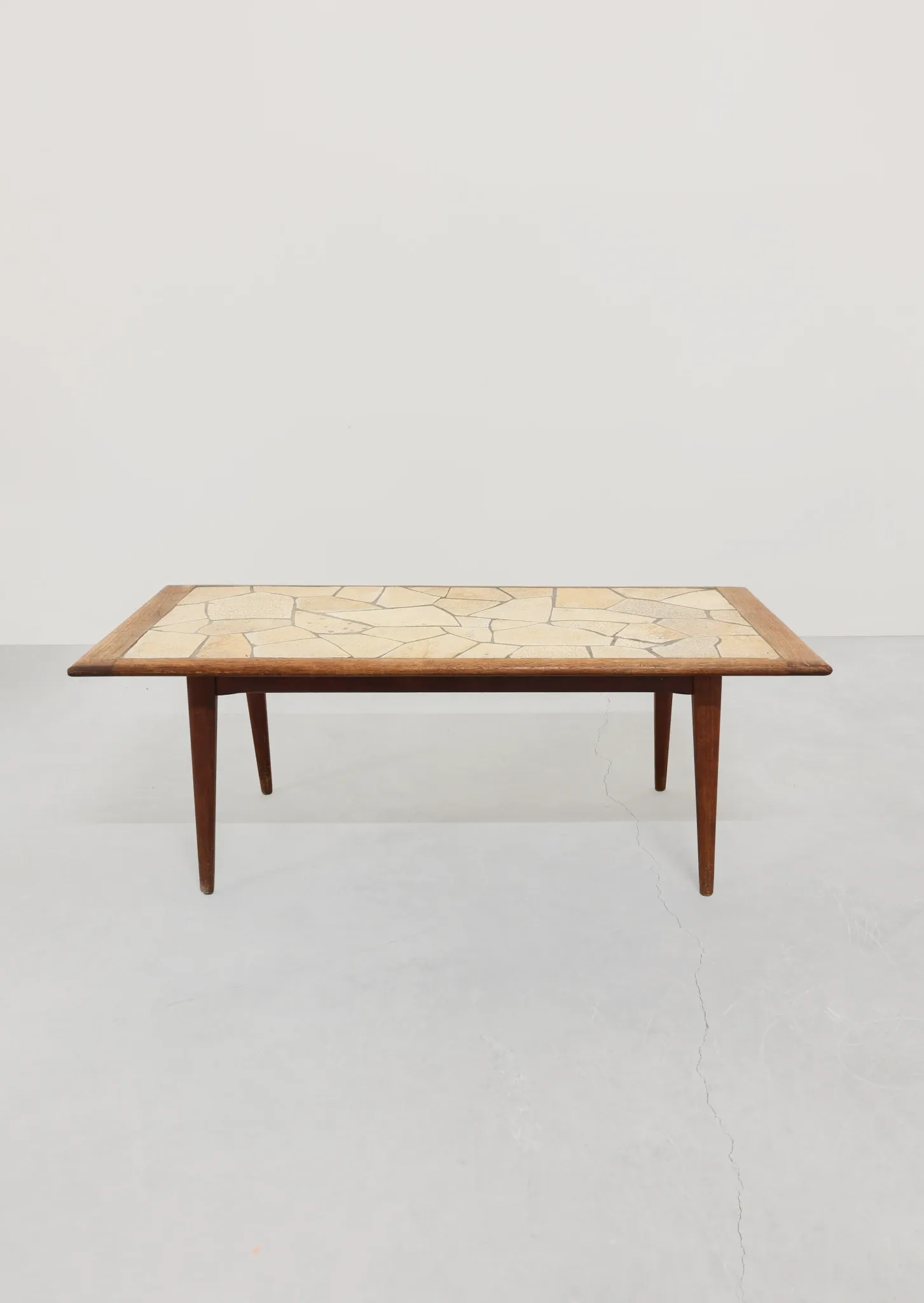 Italian Mid-Century Coffee Table with Mosaic Stone Top