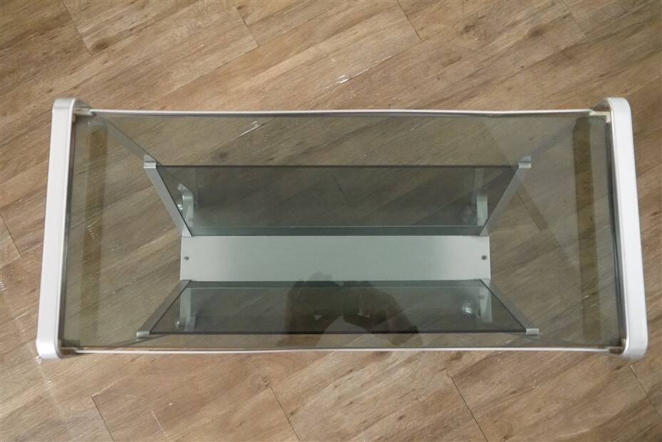 Aluminum and glass side table 1970