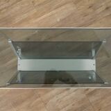 Table d'appoint en alu et verre 1970