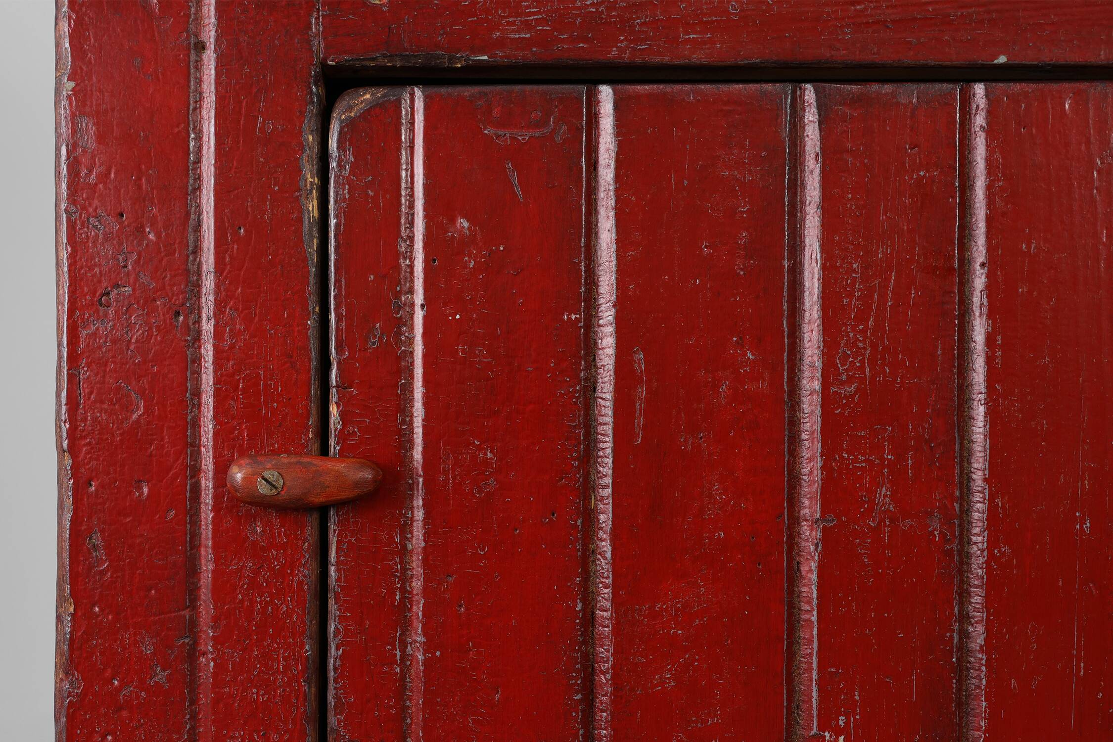 French 19th Century Red‑Painted Stepback Cupboard in Pine