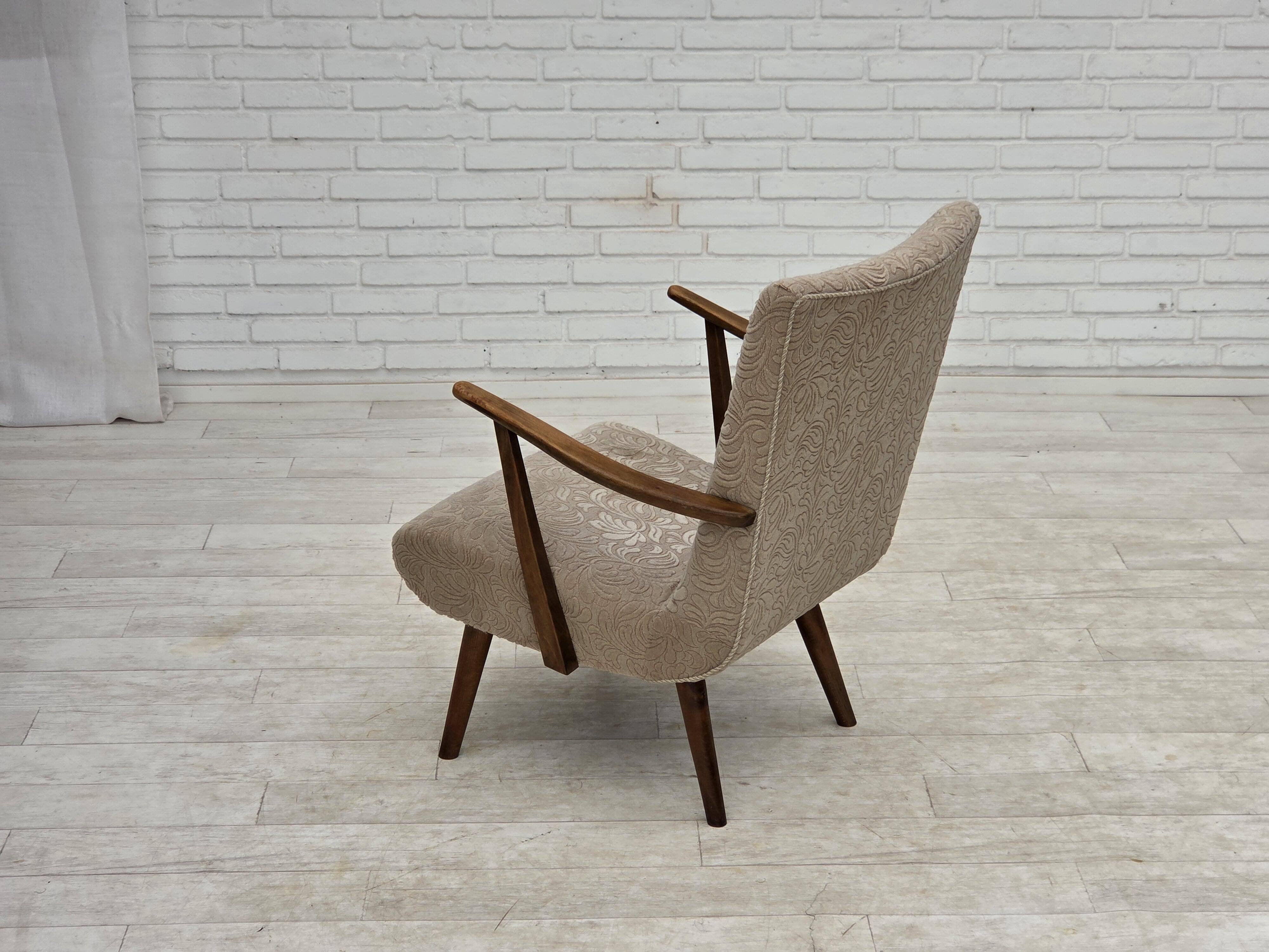 1960s, Danish armchair, furniture wool, beech wood.