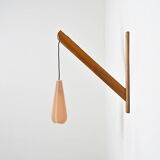 Solid pine gallows lamp, France, circa 1960