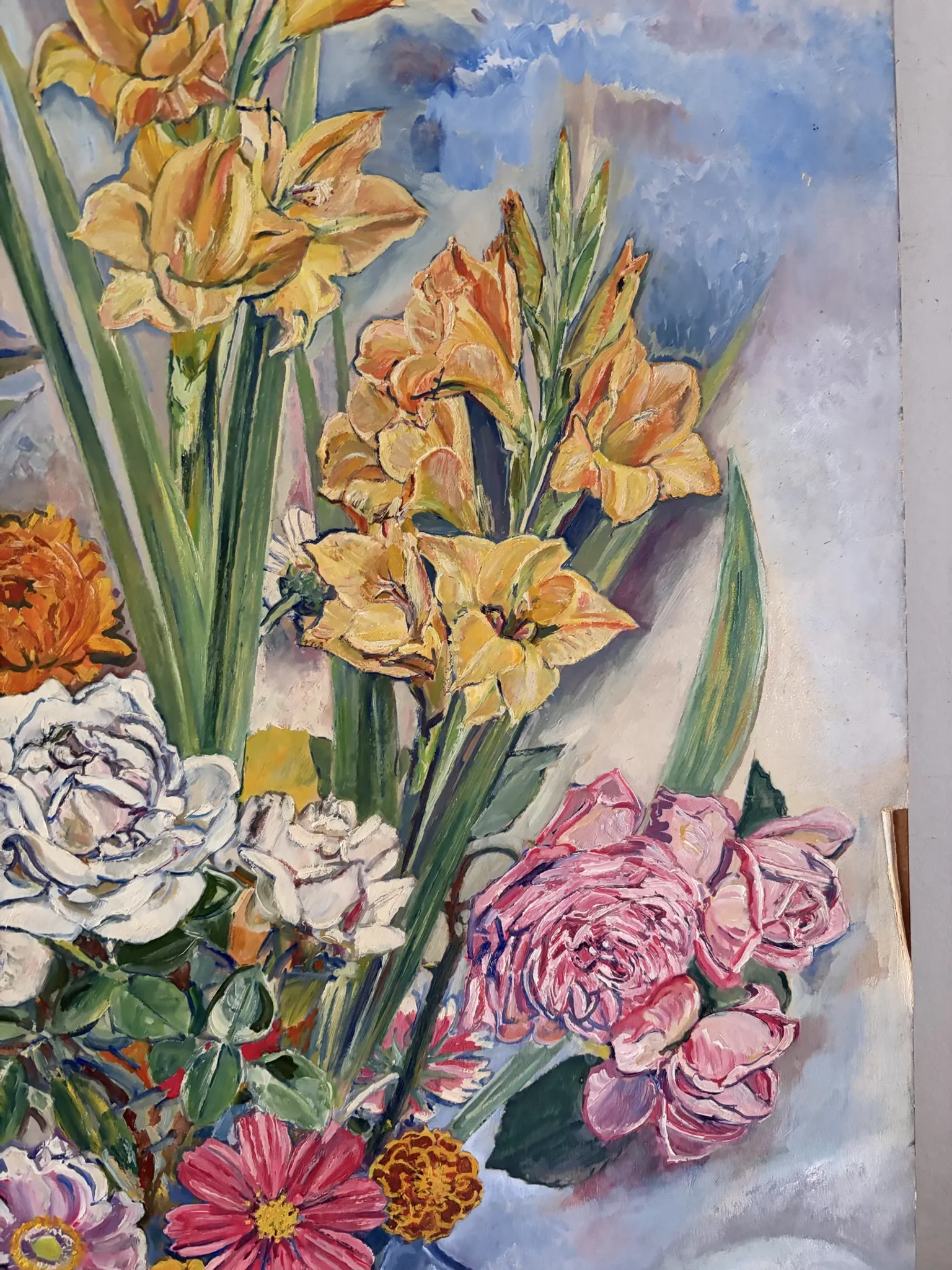 Bouquet in the light, oil on paper by Maurice Bouillot 1949