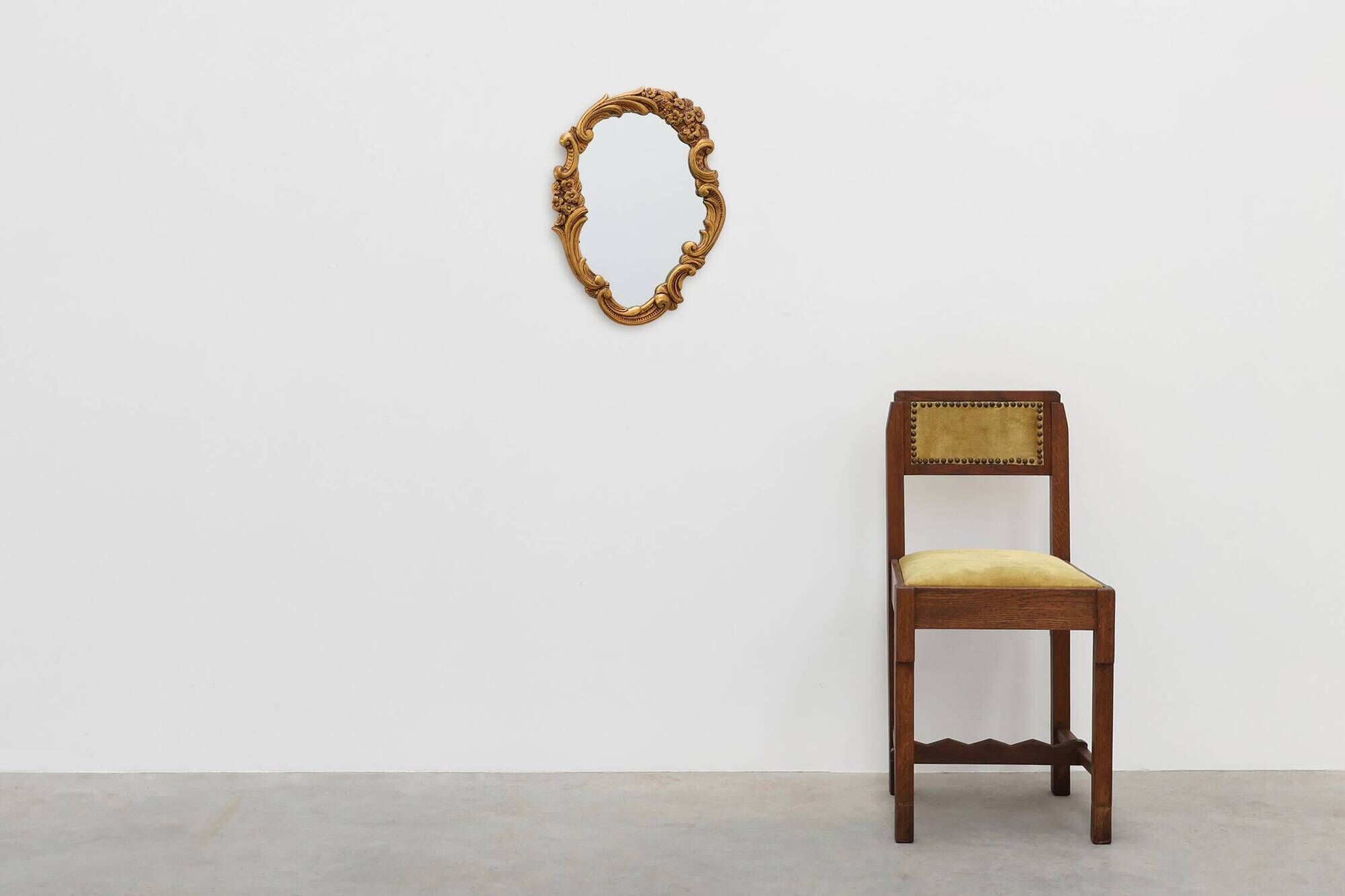 Rococo Style Gilt Mirror with Floral Garlands, Italy, 20th Century