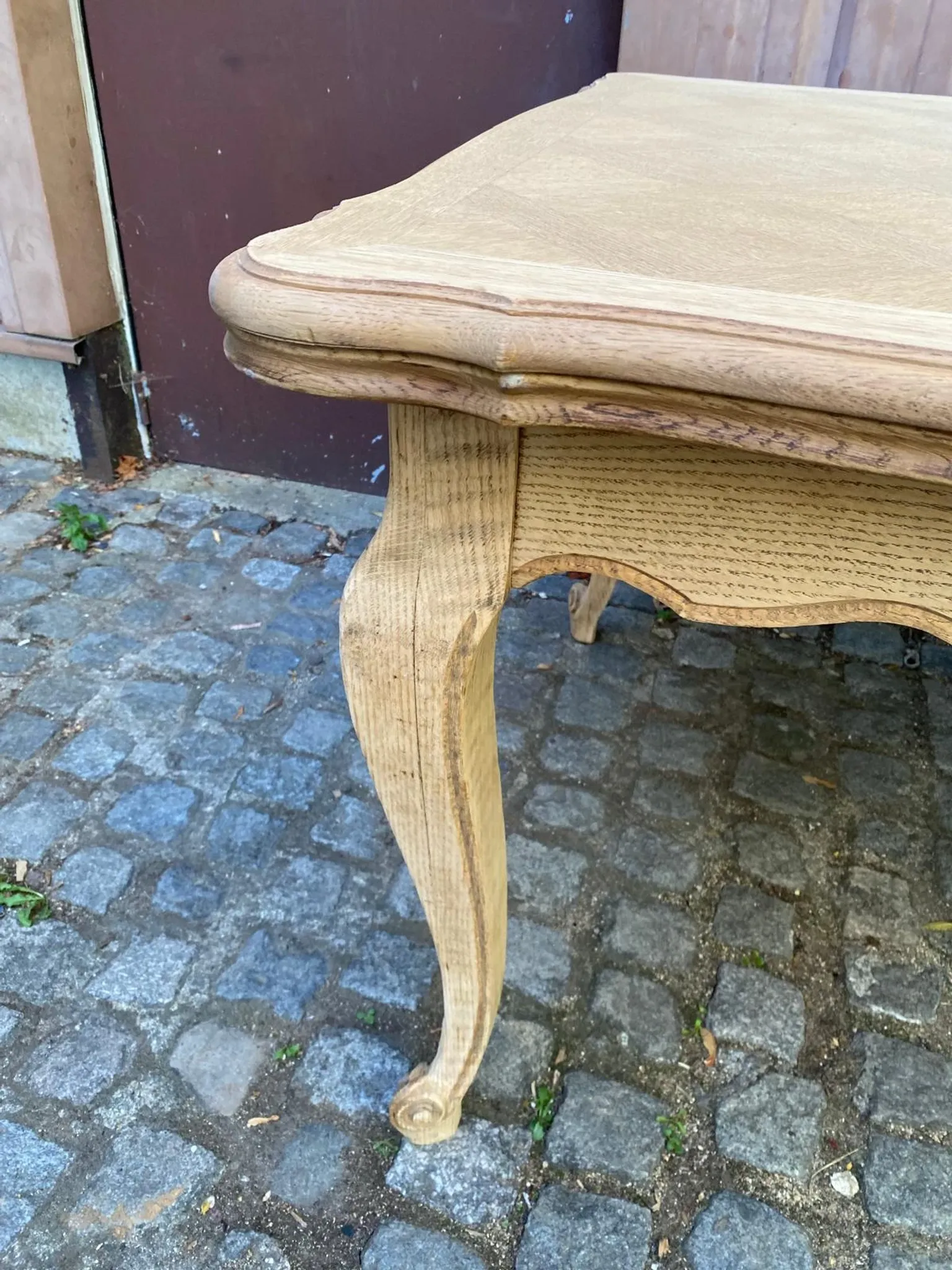 Louis XV dining table stripped in solid oak Versailles parquet 245cm