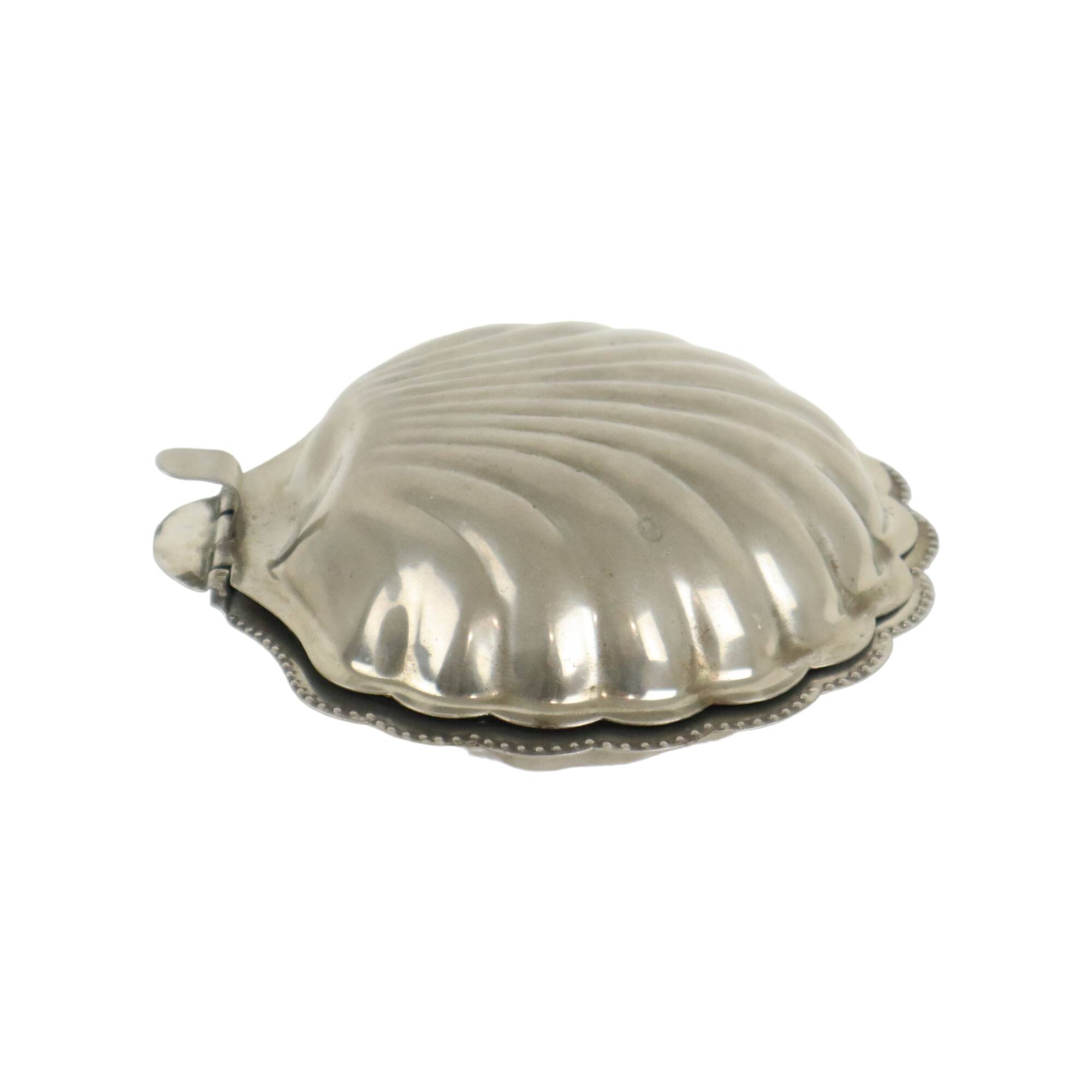 Vintage Argent Plaqué Shell Beurrier Caviar Holder Verre Marqué