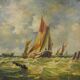 Tableau "Sailboats in Rough Seas" signed Albert Hess – Mid 20th century