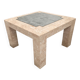 Marble mosaic coffee table '80, salmon and green with brass