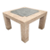 Marble mosaic coffee table '80, salmon and green with brass