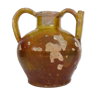 Orjol pichet à eau poterie en terre cuite jaune vernissé, sud ouest. XIXème
