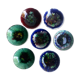 Seven plates of potter with multicolored enamels