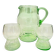Art Deco carafe and its two glasses, in uraline
