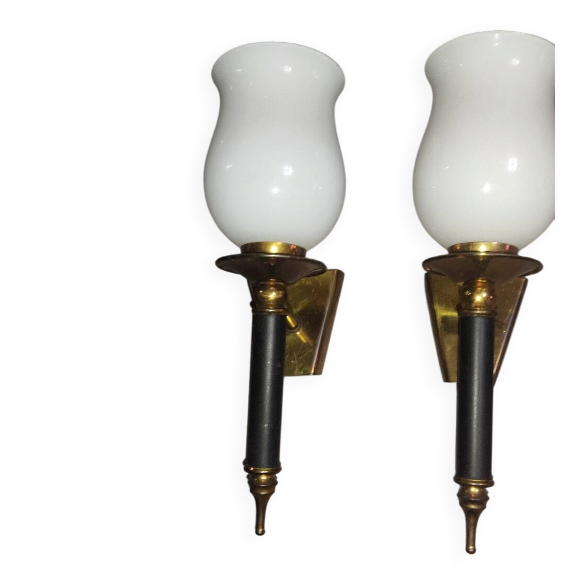 Pair of vintage torch wall lights