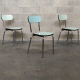 Set of 3 chairs in chrome and light green formica