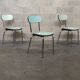 Lot de 3 chaises en formica chrome et vert clair