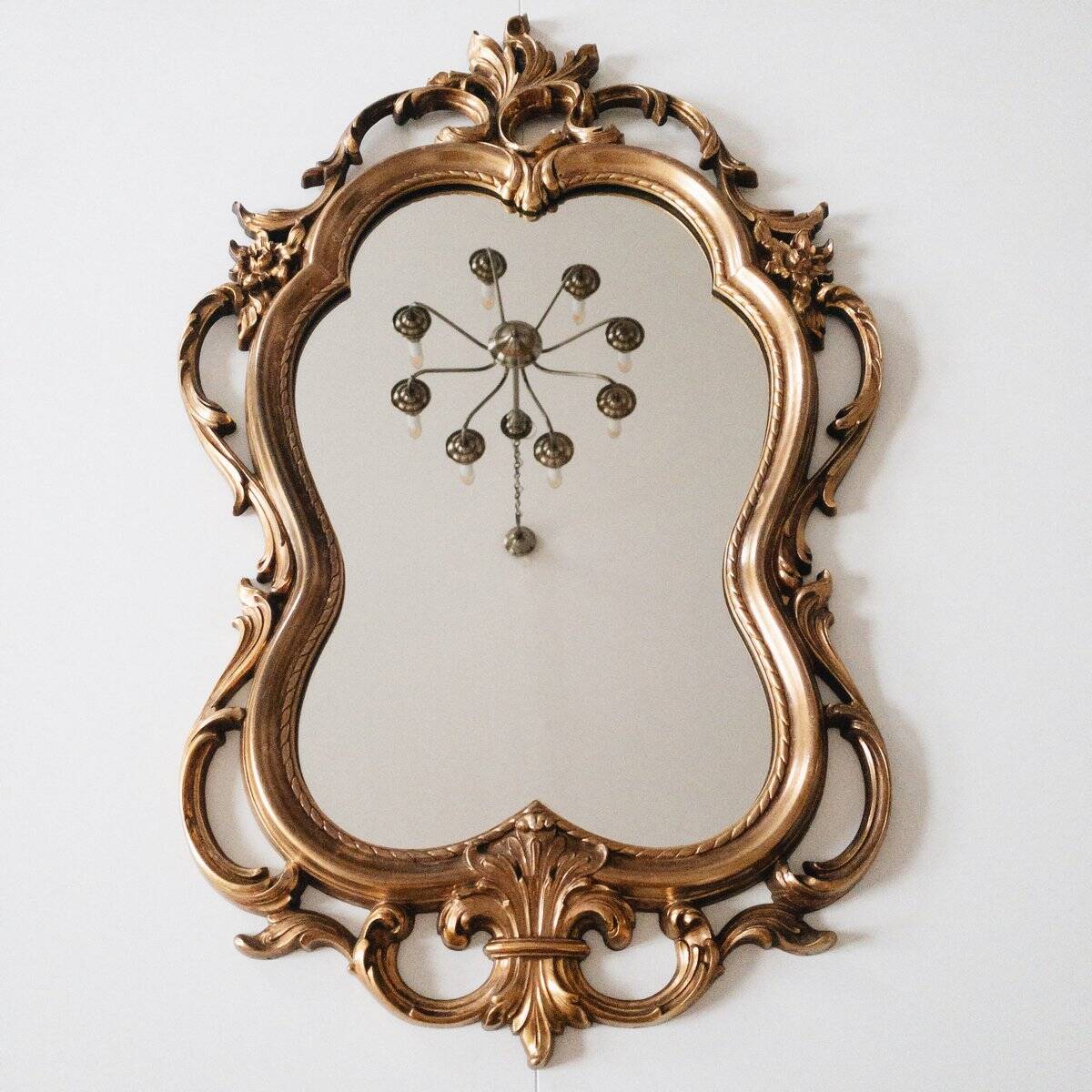 Miroir mural en or de style Hollywood Regency, USA
