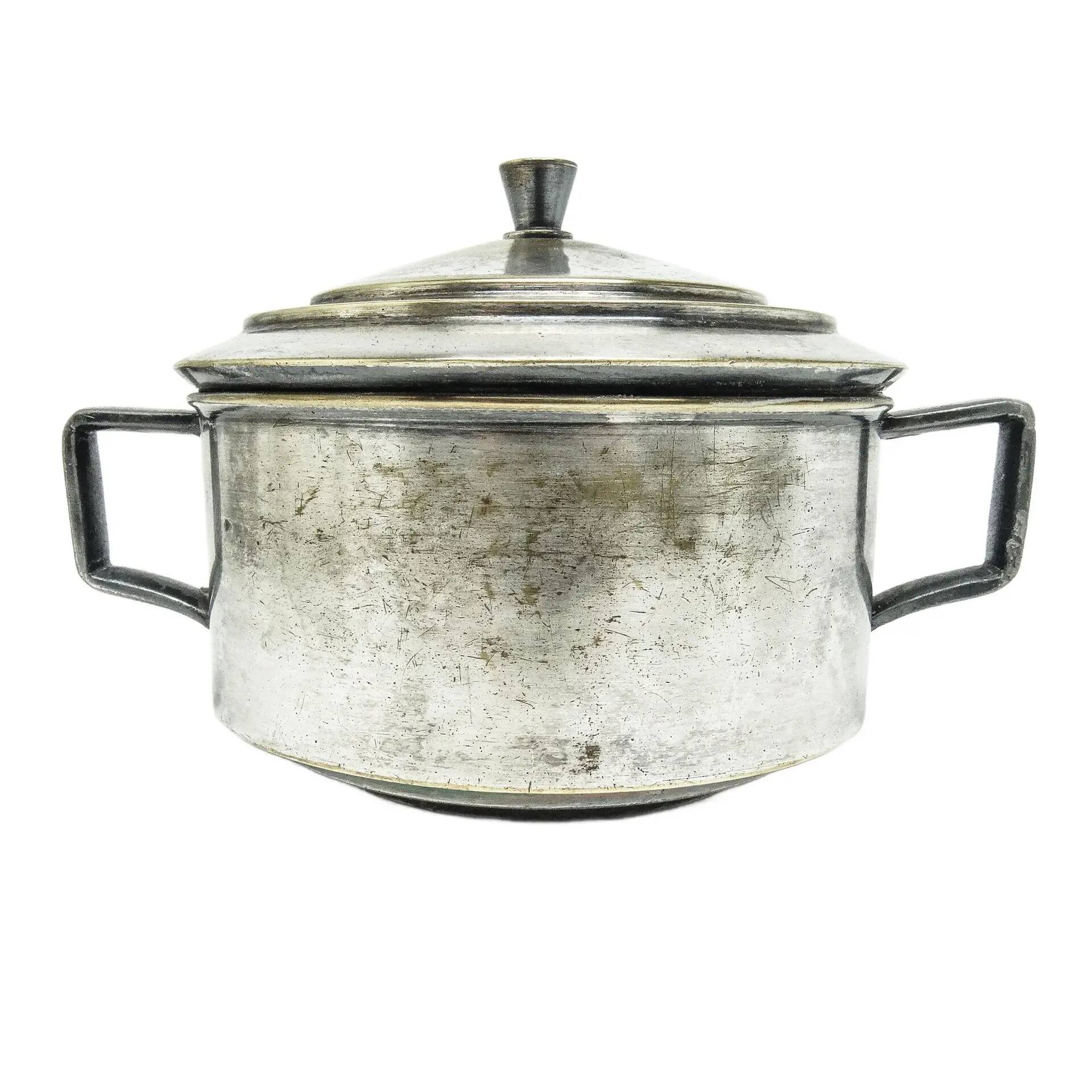Art Deco sugar bowl, silver-plated brass, Poland, 1930s