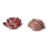Pink artichoke-shaped candle holder in slip