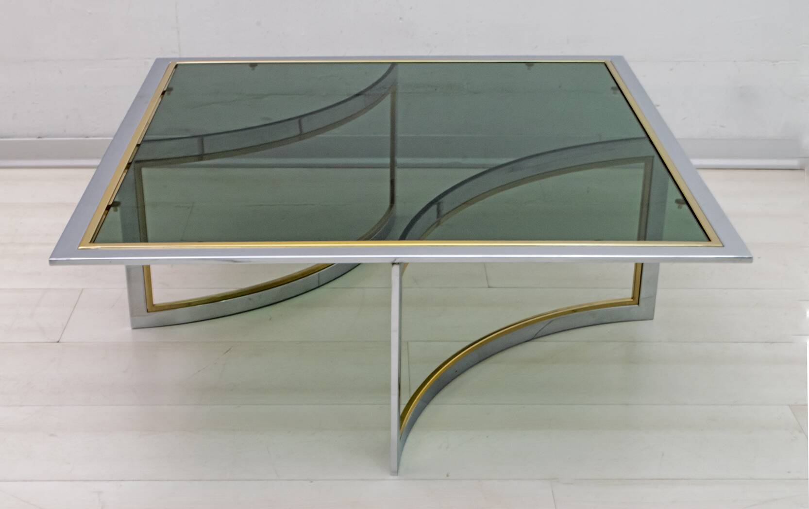 Mid-Century Modern Italian Chrome and Brass Coffee Table, 1970s