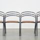 Set of 4 1970s design dining chairs with leather seats and metal frame