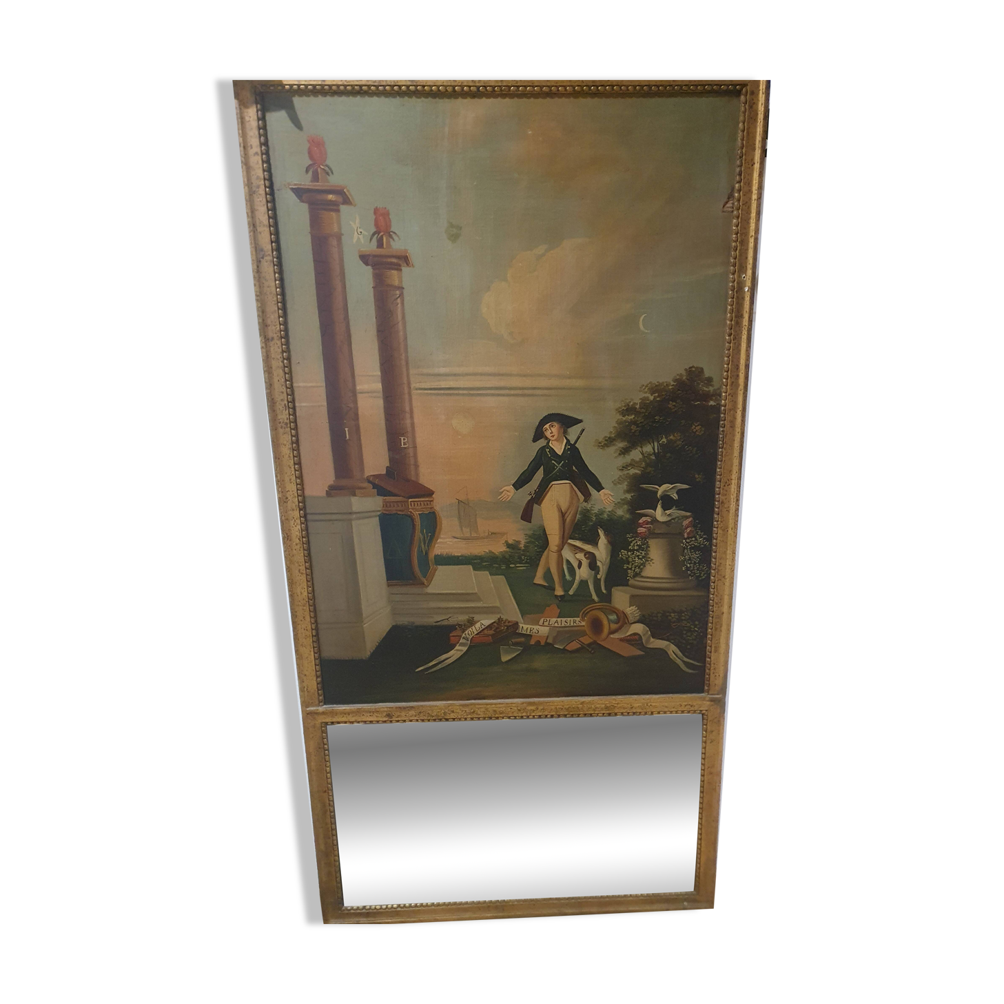 Masonic trumeau "Here are my pleasures" early 19th century - 147×74cm