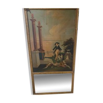 Masonic trumeau "Here are my pleasures" early 19th century - 147×74cm