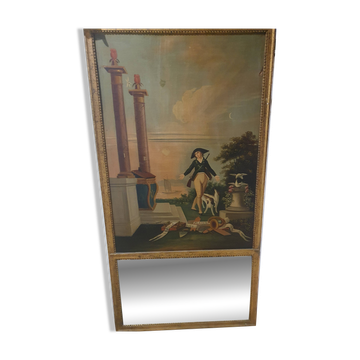 Masonic trumeau "Here are my pleasures" early 19th century - 147×74cm