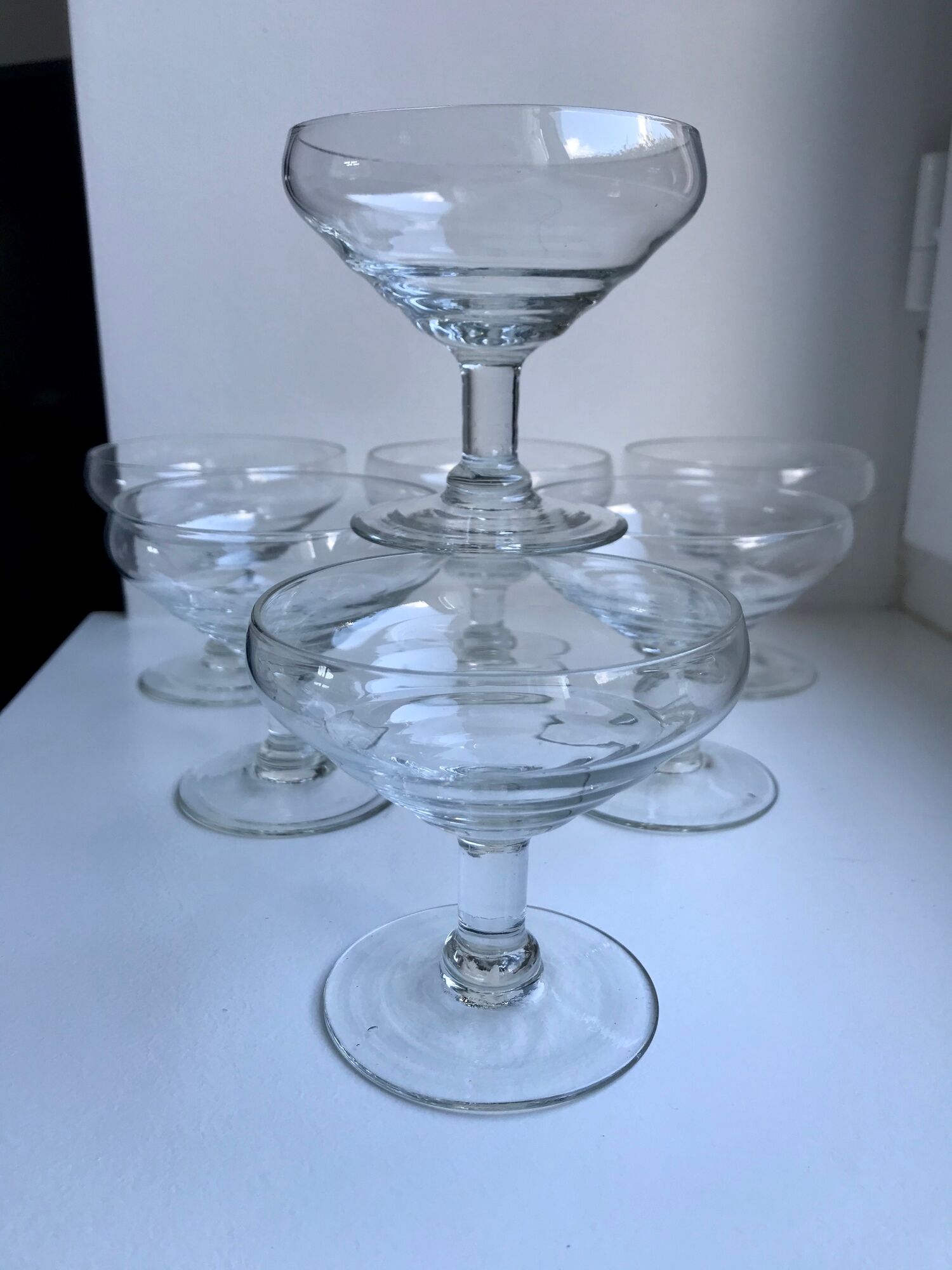 Set of 7 crystal champagne glasses 50s-60s