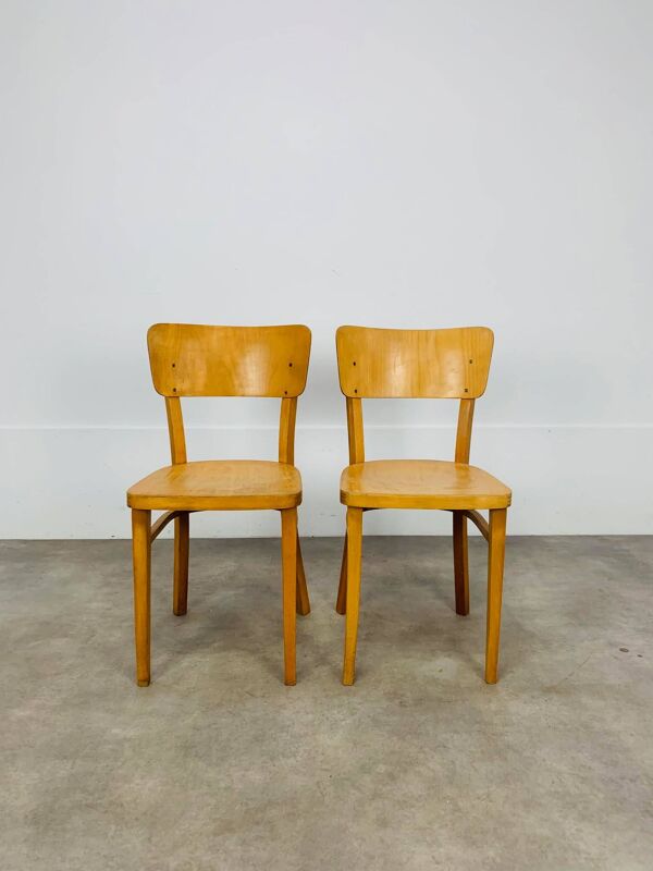 Paire de chaises bistrot Thonet, bois, années 60
