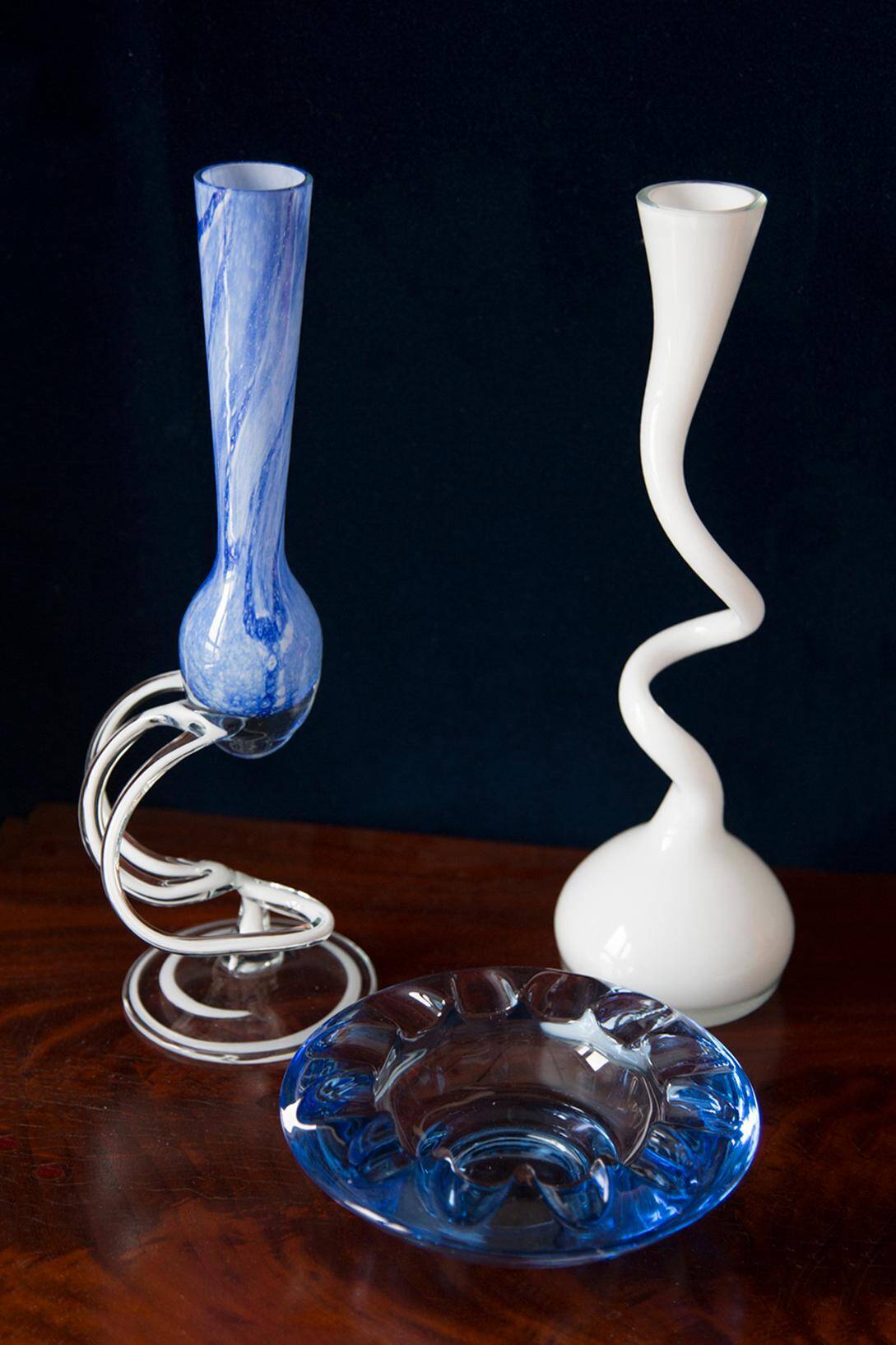 Vintage light blue mid-century artistic vase, Murano glass, Europe, 1970s.