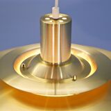 Danish XL hanging lamp in brass with orange / red accent, 1970s