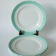 Set of 5 Saint-Smand dessert plates with mint colored edge, 1950