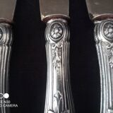 Lot de 7 anciens couteaux à fromage marque Solingen, en argent VM800 et vermeil