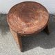 Wood and leather stool, handcrafted African art.