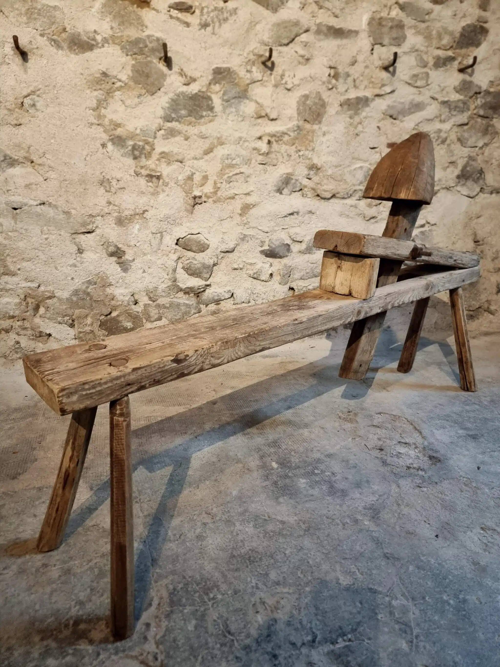 Antique French carpenter's easel – pine and oak carpenter's workbench – 19th century