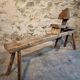Antique French carpenter's easel – pine and oak carpenter's workbench – 19th century